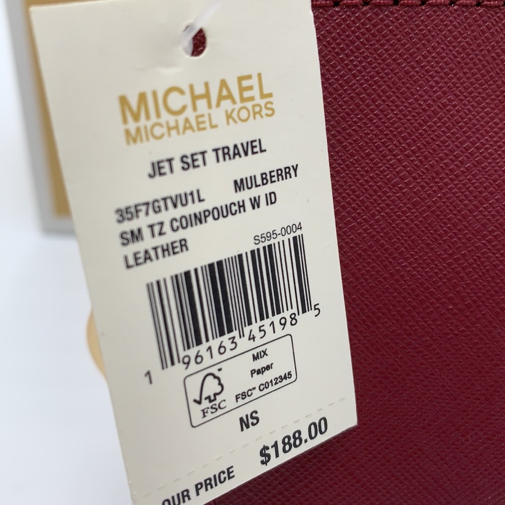 MICHAEL KORS SMALL TOP ZIP COINPOUCH WITH ID CARD MULBERRY COLOR - Picture 8 of 12